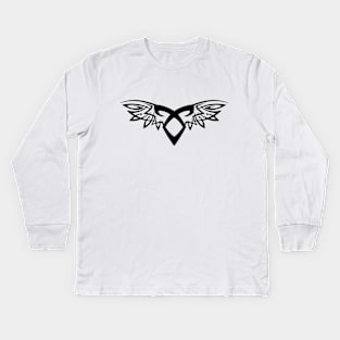 Shadowhunters rune - angelic power rune with tribal wings (black) - Clary, Alec, Jace, Izzy, Magnus | Mundane Kids Long Sleeve T-Shirt